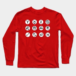 All Zodiac Symbols, black hand drawn Long Sleeve T-Shirt